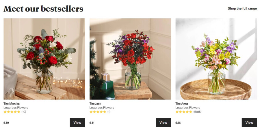 Bloom & Wild bestsellers