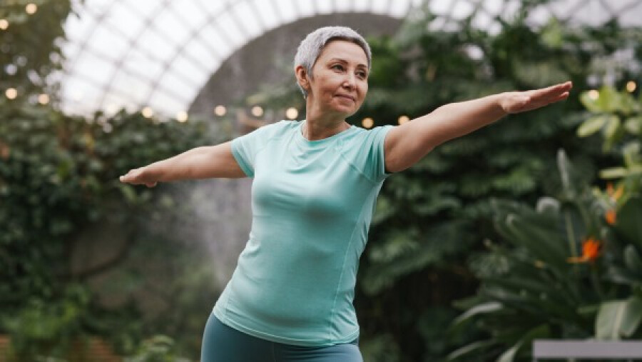 Woman doing warrior pose