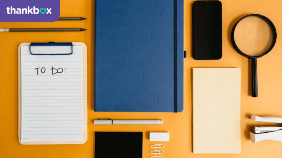 Stationery on Yellow Background