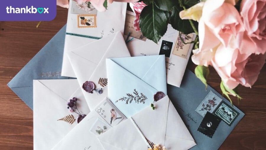 Letters and bouquet of flowers