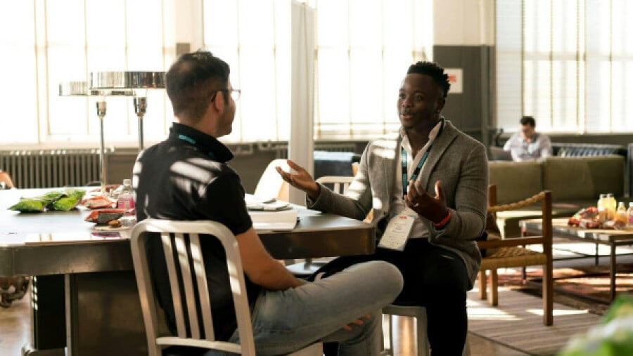 Men having a conversation