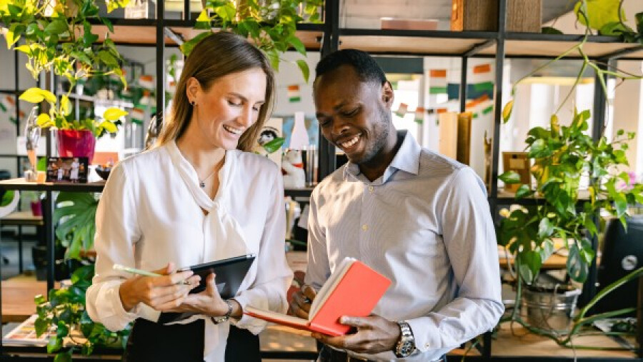 Smiling co-workers
