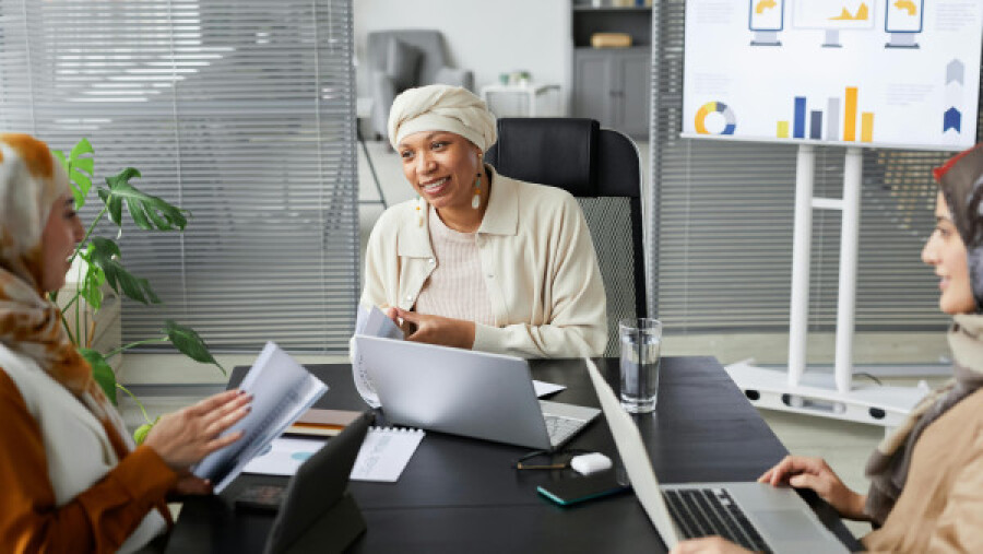 Diverse women in a business meeting