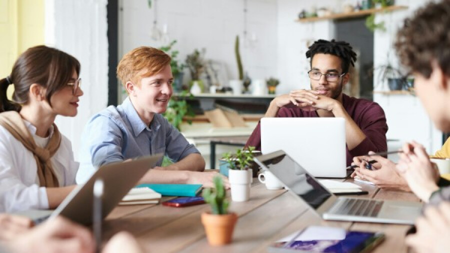 Employees working together