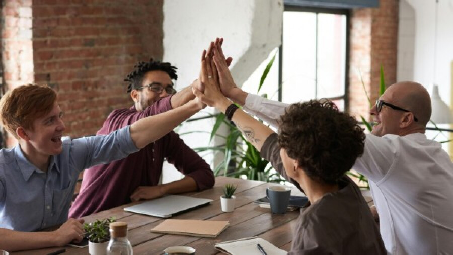 Team high fives
