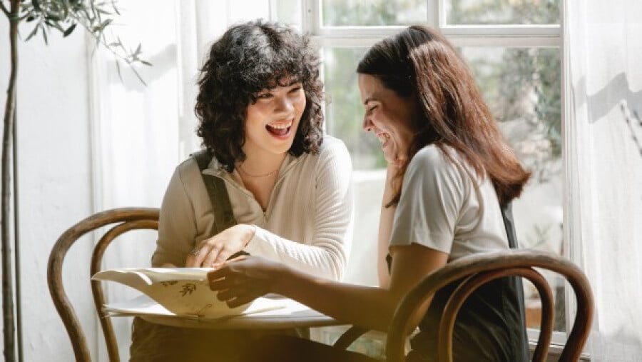 Cheerful women in a cafe