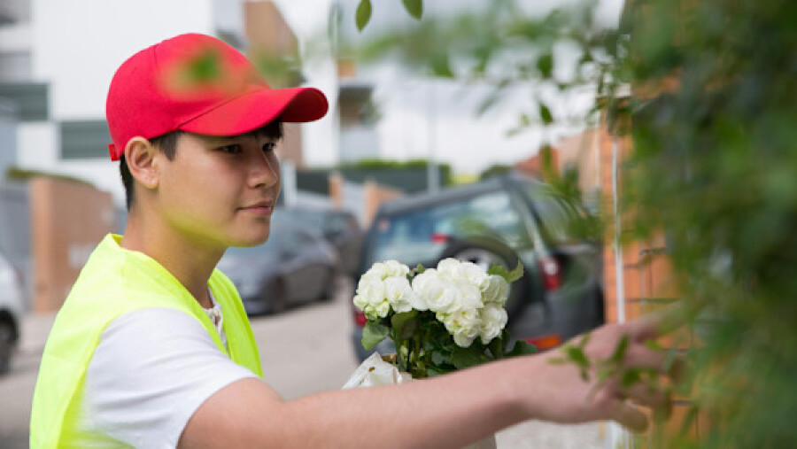 A Man Delivering Flowers