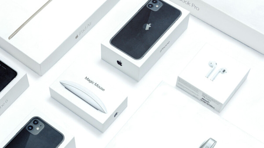 Boxes with Phones and Earphones