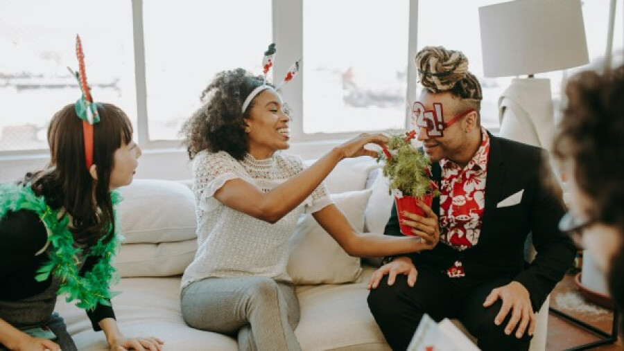 Employees having a christmas party
