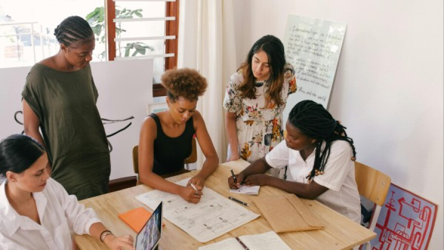 Women at a meeting