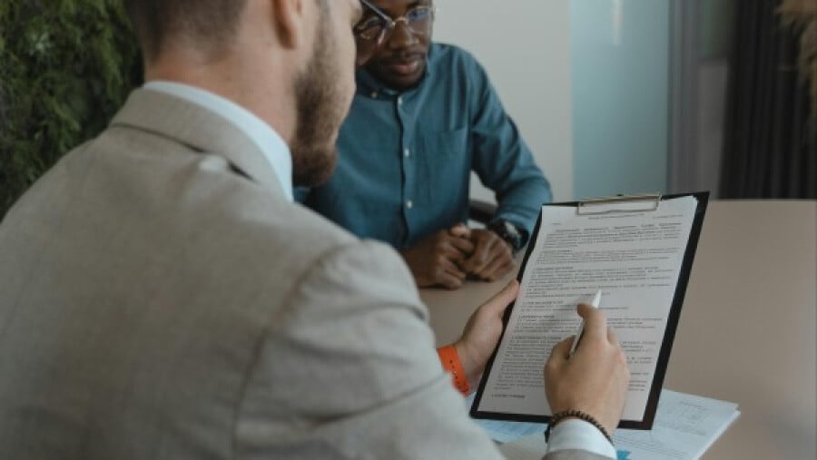 Man reading a contract