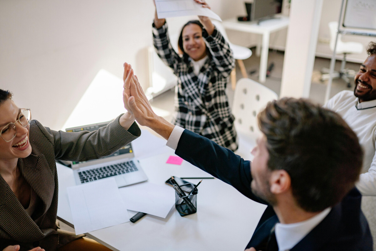 Coworkers Celebrating at an Office