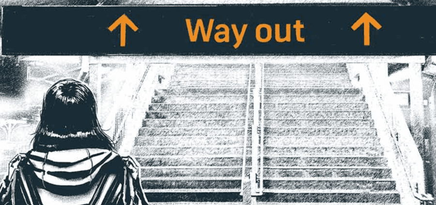 Rail to Refuge sign from story about Darren O'Brien and Women's Aid