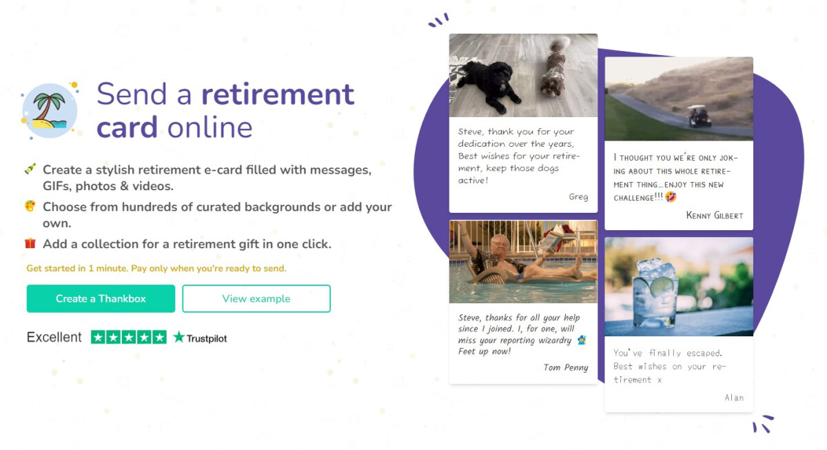 Thankbox Retirement landing page